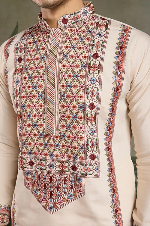 Ivory Embroidered Kurta