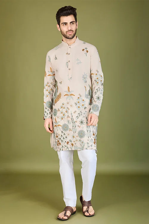 Ivory Viscose Rayon Kurta