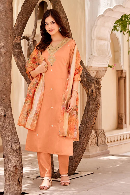 Peach kurti dupatta online
