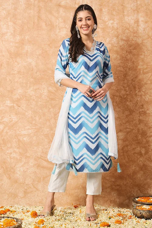 Sky Blue Muslin Kurti
