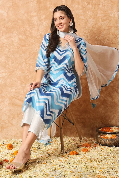 Sky Muslin Kurti Combo
