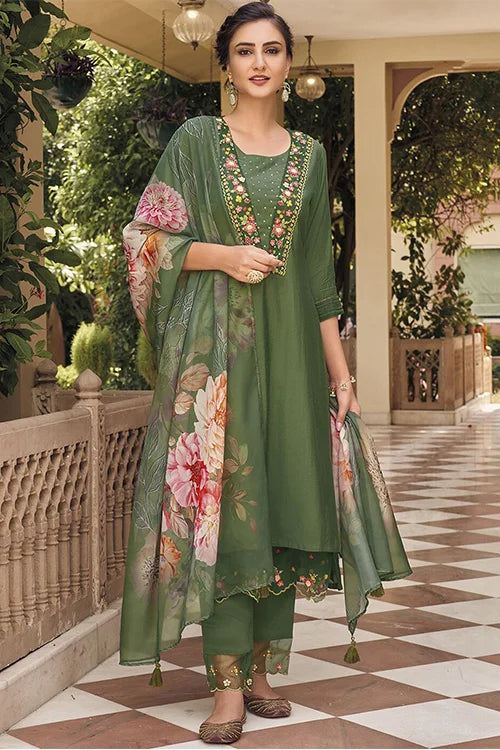 Green Chanderi Suit
