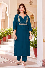 Petrol wine ethnic suit
