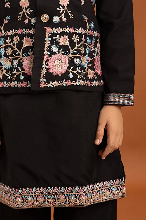 Royal Black Koti Kurta Pajama