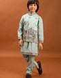 Wedding Sky Blue Koti Kurta Set for Kids 6-12 Yrs