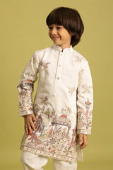 Embroidered Kids White Kurta