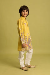 Kids Yellow Viscose Silk Kurta