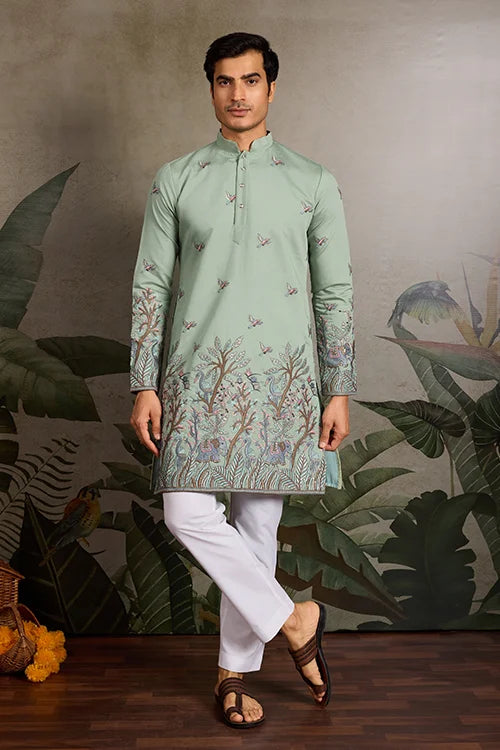 Green Wedding Kurta for Mens