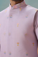 Lavender Silk Kurta Koti Pant