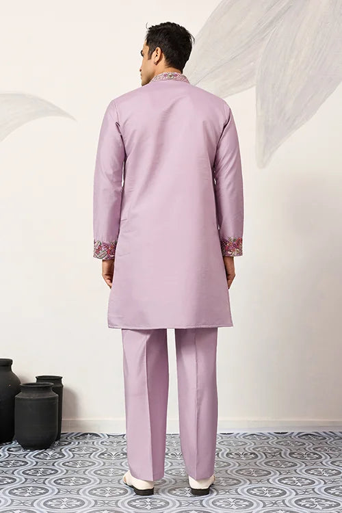 Lavender Kurta Pant Set for Traditional Mens Fashion
