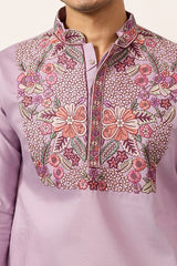 Lavender Kurta Pant Set for Traditional Mens Fashion