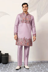 Lavender Kurta Pant Set for Traditional Mens Fashion