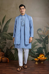 Light Blue Mirror Work Kurta