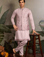 Boutique Style Unique Light Pink Kurta Koti Set for Men