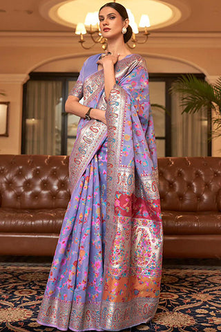 Wedding Wear Kashmiri Weaving Multi Color Weaving Sarees Collection
