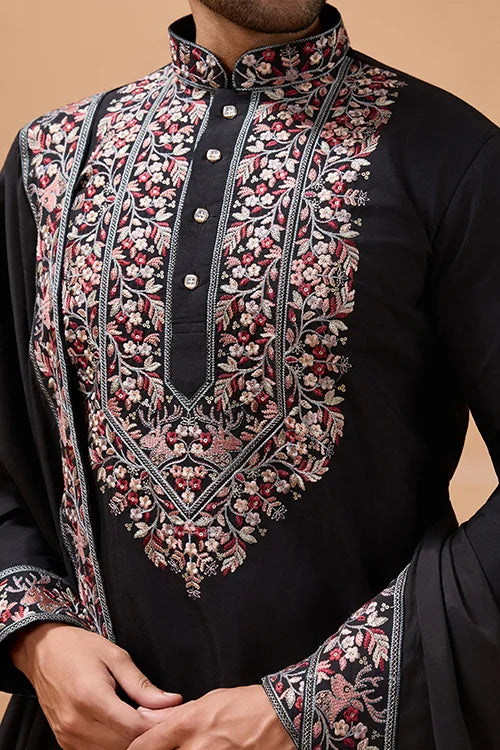 Wedding Black Kurta for Men