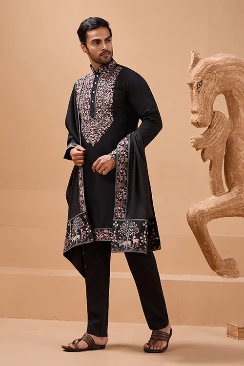 Luxury Black Kurta with Dupatta