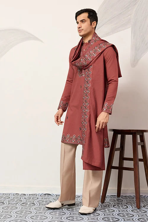 Orange Kurta with Dupatta for Mens
