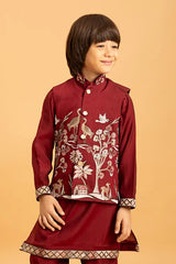 Maroon Kurta Koti Set for Kids