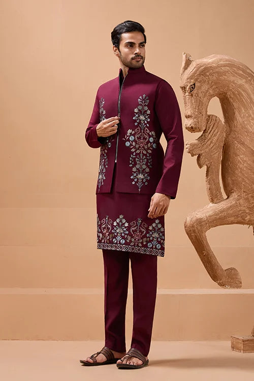 Traditional Maroon Kurta Set