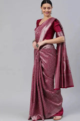 Maroon Gorgeous Solid Jacquard Weave Perfect Look Outfit Saree