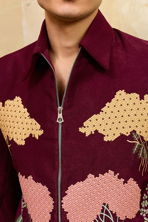 Maroon Velvet Wedding Jacket
