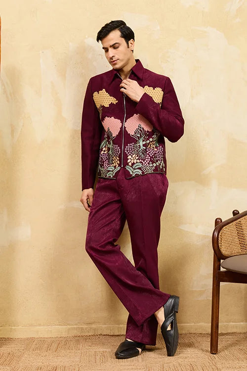 Maroon Velvet Jacket for Men