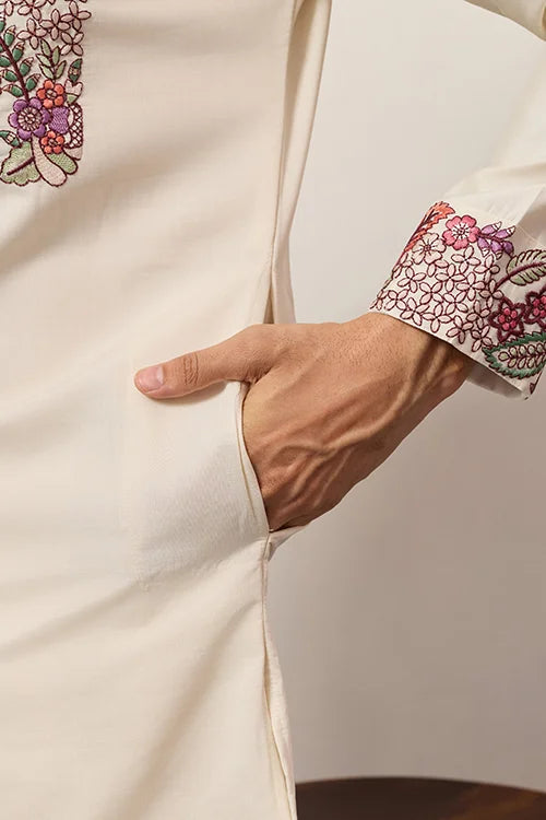 Designer White Kurta Set