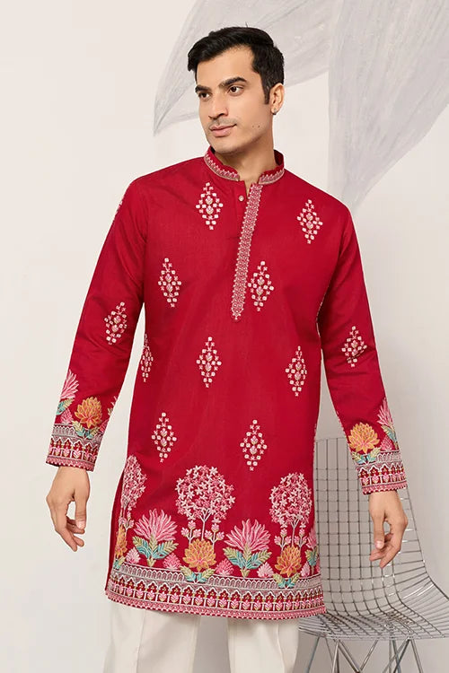 Red kurta for mens