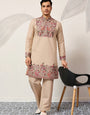 Beige Color Kurta Pant Set for Mens Traditional Outfit