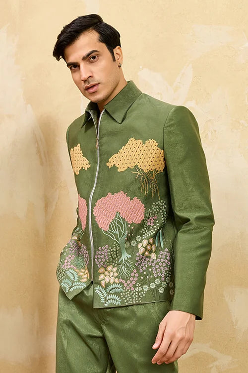 Men’s Green Bomber Jacket with Pant