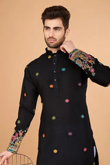 Black Silk Designer Kurta