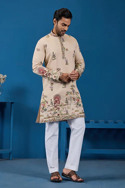 Traditional Beige Kurta for Mens