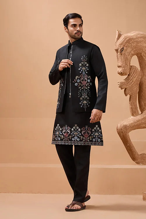 Black Menswear Ethnic Outfit
