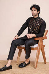 Men's Black Silk Ethnic Kurta