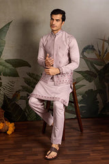 Unique Light Pink Kurta Koti Set
