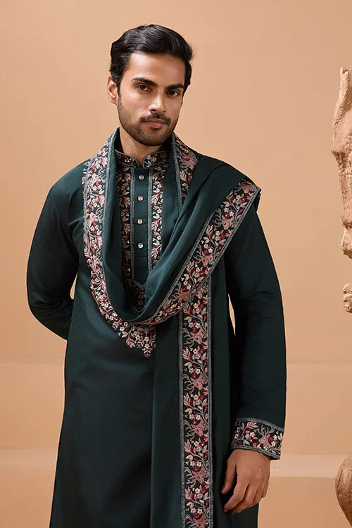Green Embroidered Kurta Set