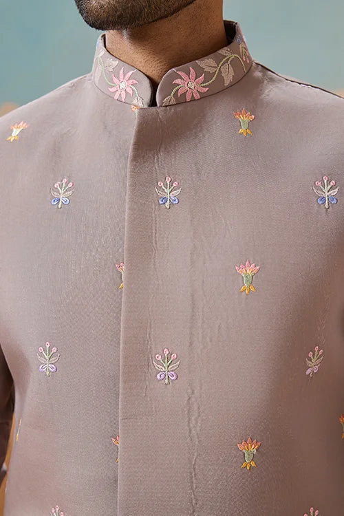 Elegant Grey Kurta with Koti Pant Set
