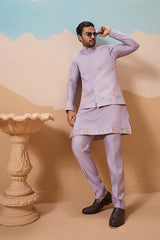 Lavender Wedding Kurta Koti Pant