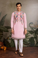 Pink Traditional Kurta for Mens Wear