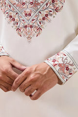 Embroidered White Kurta for Mens