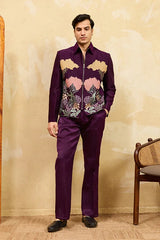 Wine sequence work jacket set