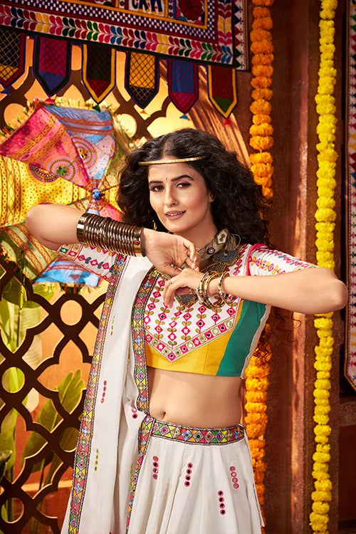 White Navratri Chaniya Choli