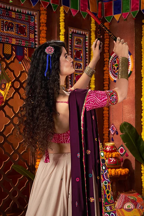 Navratri Special Beige Chaniya Choli