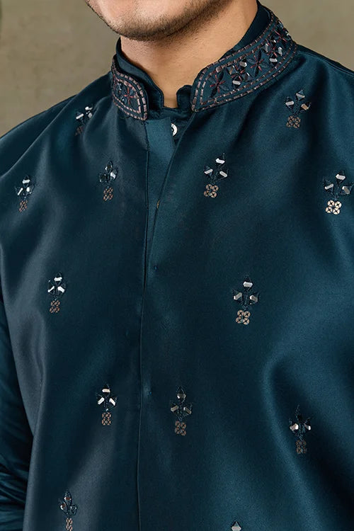 Teal Blue Kurta Koti