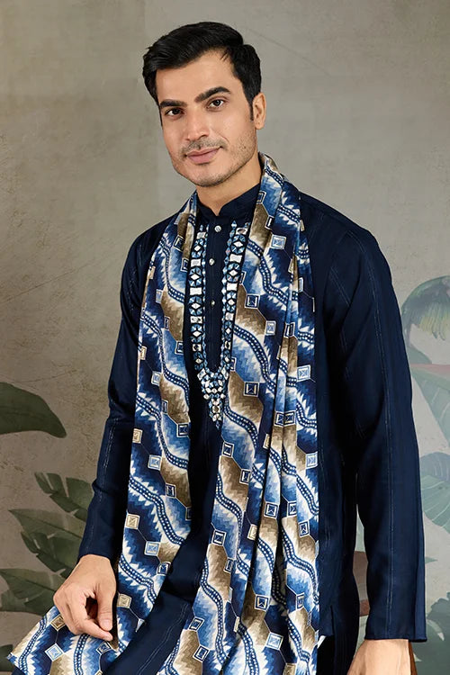 Navy Blue Mens Wear Kurta Set