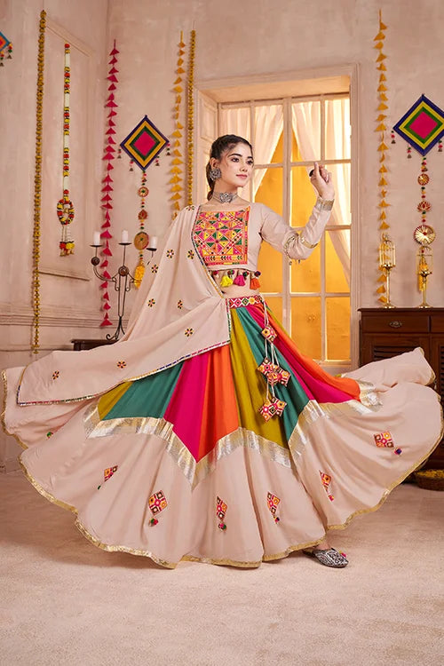 Beige Navratri Chaniya Choli