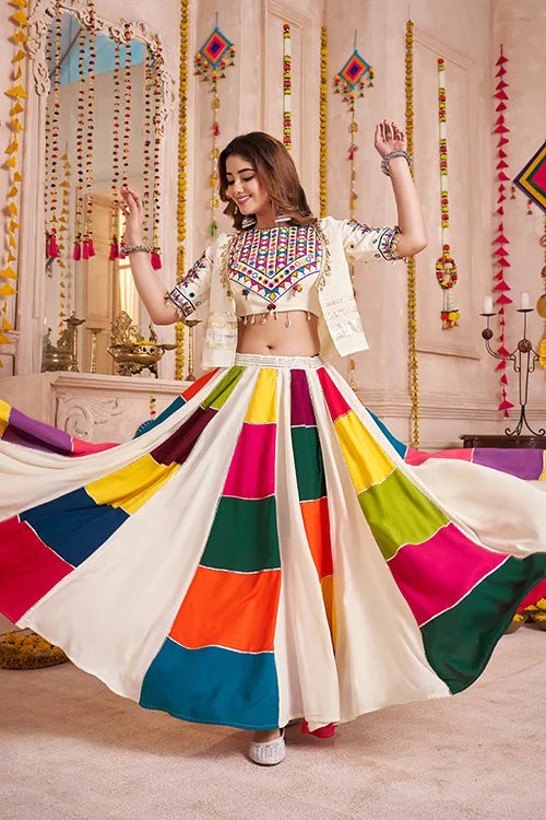 White Navratri Chaniya Choli