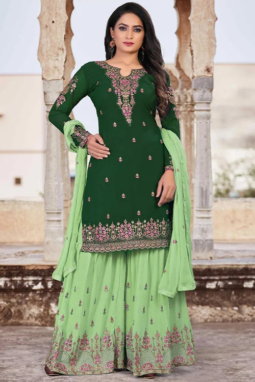 Green Party Wear Churidar In Amazon Shop Olive Green Net