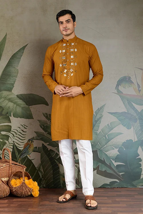 Mustard Kurta Pajama Set
